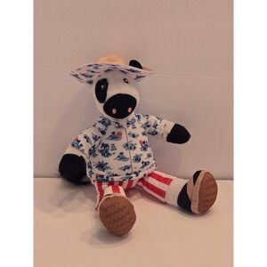 Chick Fil A Cabana Plush Cow Stuffed Animal Tropical Hawaiian Shirt Straw Hat